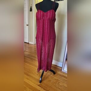 Dolls Kill Burgundy/Silver Maxi Dress (2X)